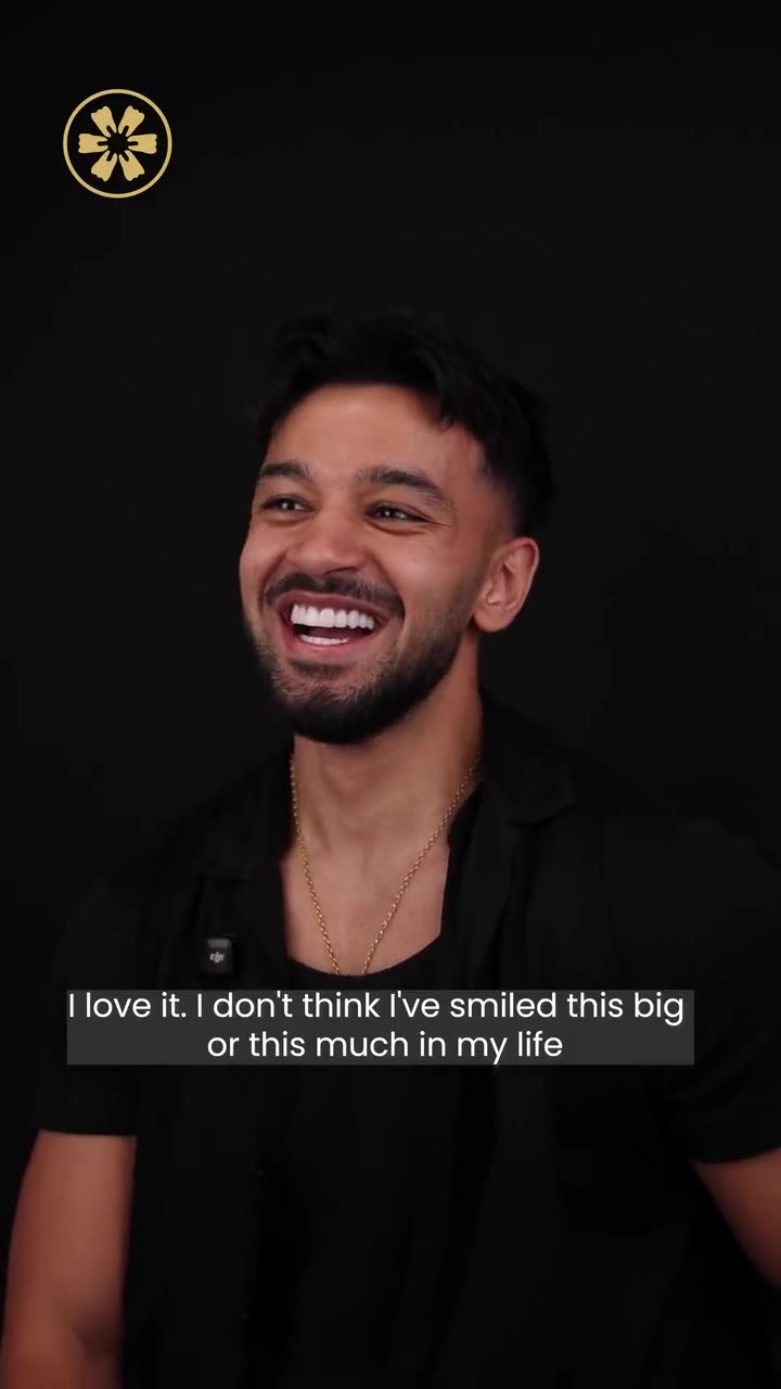 Daneal talking about his smile makeover experience at Creative Arts Dubai, with clinic scenes